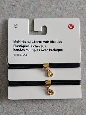 lululemon Black Hair Elastics with Gold Charm - 2 Pack